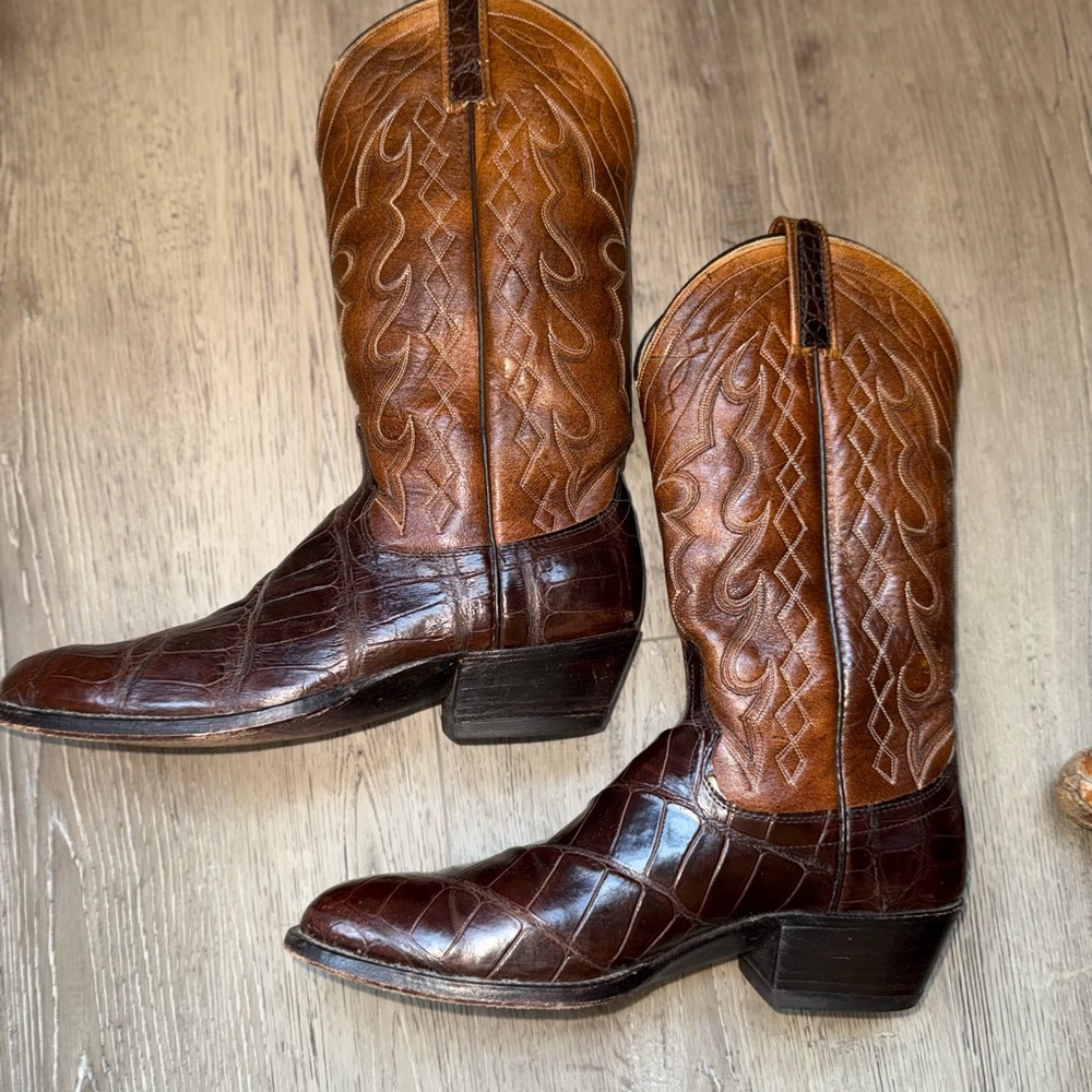 Dan Post Two-Tone Leather Cowboy Boots - Picture 7 of 12